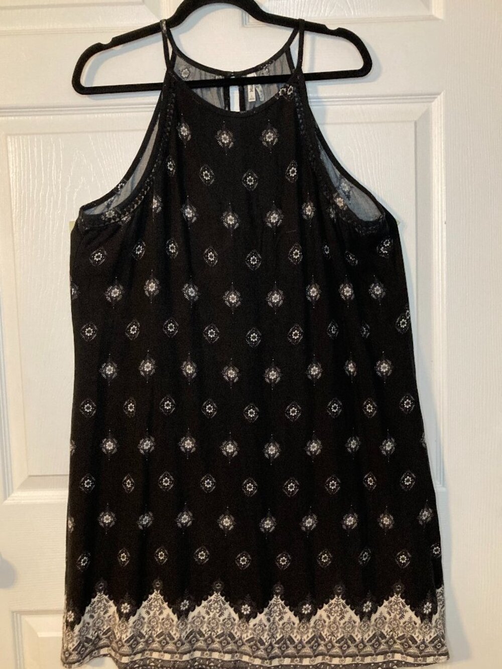 Mudd Women's Black & White High-Neck Swing Mini Dress - Size L